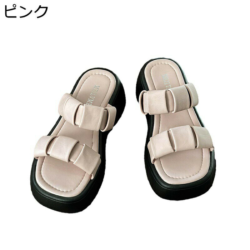 サンダル レディース スリッパサンダル ストラップ 厚底靴 ミュール さんだる 春夏用 お洒落 疲れない 軽量 コンフォート 楽ちん 通気性 きれい シンプル 美脚効果 温泉 普段履き お出かけ