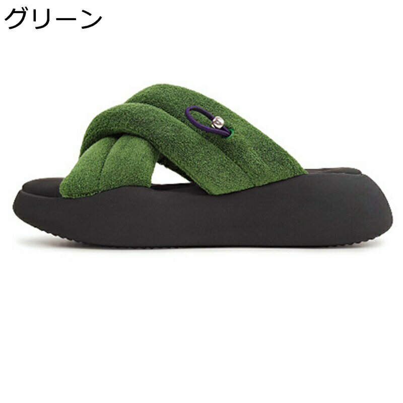 サンダル レディース スリッパ 外履き ミュール 厚底 もこもこタオルスリッパ コンフォート 歩きやすい..
