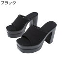 チャンキーヒール サンダル ハイヒール オープントゥ レディース スリッパ 身長アップ 痩せ効果 シンプル プラットフォーム スクエアトゥ 身長UP エレガント...