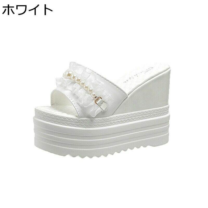 ウェッジサンダル レディース パール飾り ウエッジソール ミュール サンダル ウェッジヒール 可愛い スリッパ ハイヒール 身長UP 美脚 蒸れない 滑りにくい 蒸れにくい ラウンドトゥ 安定感 軽量