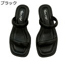 サンダル ダブルストラップ レディース ミュール チャンキーヒール スクエアトゥ スリッパ カジュアル シンプル おしゃれ ファションサンダル 夏 ビーチサンダ...