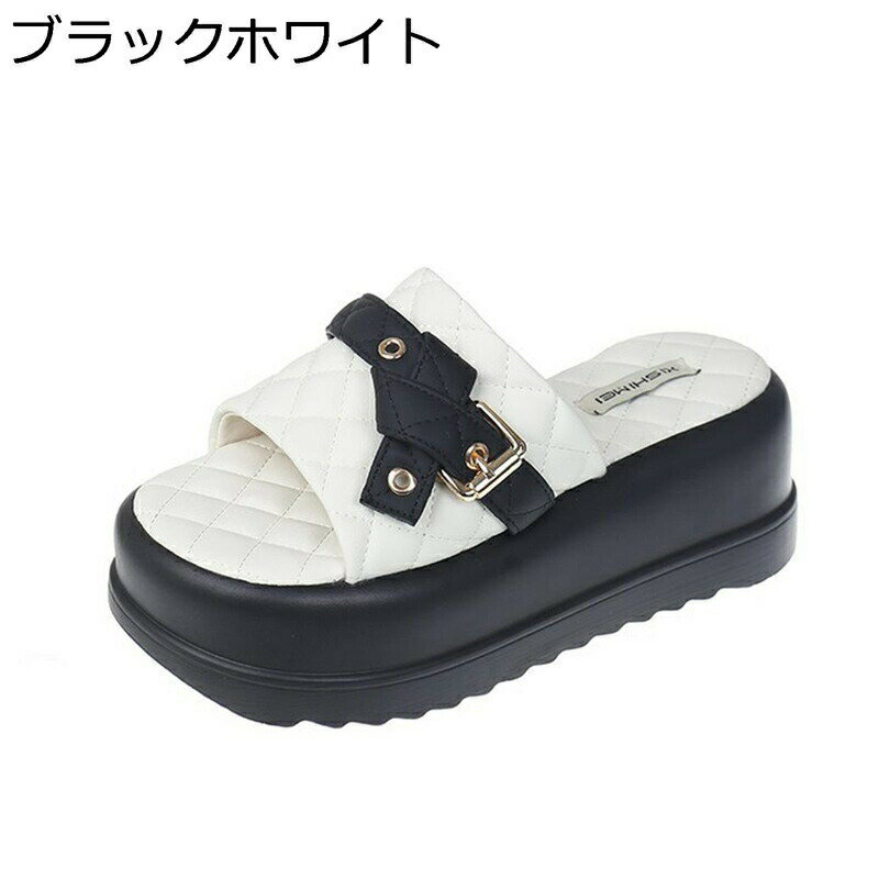 厚底サンダル レディース スリッパ バックル ミュール サンダル プラットフォーム 身長up クッション性 柔らかい 通気 美脚 ラウンドトゥ ノンスリップ 疲れにくい カジュアル ビーチサンダル