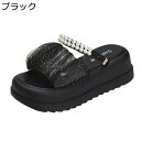 厚底 ミュール サンダル レディース 2way スリッパ プラットフォーム パールストライプ 可愛い フェミニン グリッター クッション性 ファションサンダル 軽量 通気 柔らかい 楽チン 身長アップ 美脚