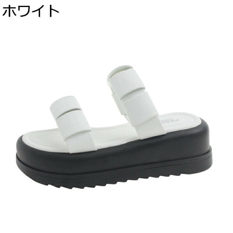 厚底 ミュール サンダル 太めベルト ダブルストライプ スリッパ プラットフォーム レディース ビーチサンダル カジュアル 身長up クッション性 柔らかい 通気 ソフト ラウンドトゥ 滑り止め 痛くない