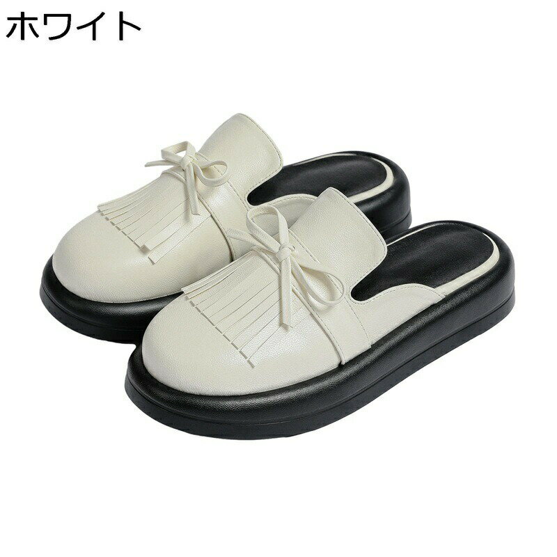 ローファー スリッポン かかとなし レディース サボサンダル タッセル フリンジ 蝶結び カジュアル 大..