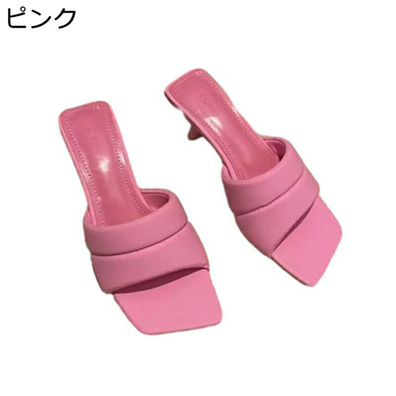 スクエアトゥ ミュール サンダル レディース アシメントリ- ミドルヒール チャンキーヒール スリッパ 美脚 身長up シンプル カジュアル コンフォート 疲れにくい 通気 走れる エレガント 夏 シューズ