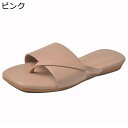 トングサンダル スクエアトゥ クロスストラップ レディース サンダル かかとなし ミュール ビーサン 上品 履きやすい コンフォート 柔らかい 超軽量 通気 ノ...