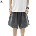 デニムショートパンツ メンズ ジーンズ 五分丈 短パン 夏 おおきいサイズ ワイドパンツ ショーツ ミディアムパンツ ゆったり 柔らかい 肌に優しい 薄い 日系...
