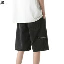 デニムショートパンツ メンズ 小さいサイズ ゴムウエスト ゴム紐付き ジッパーポケット 五分ズボン 春夏 ジーンズ レトロ カウボーイ 耐摩耗性 透気性 薄手 ワイド カジュアル お出かけ(4)