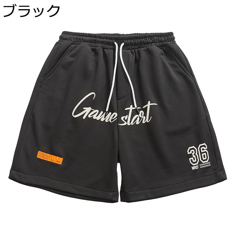 ショートパンツ メンズ 英語柄 短パン 春夏 スポーツ ウェストゴム調節 綿 ランニングショーツ 着用感 ..