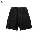 デニムショートパンツ 綿100% ダメージ加工 メンズ ジーンズパンツ 五分丈 小さいサイズ 短パン 春夏 小さいサイズ ショーツ スリム ストリート系 爽やか ユニセックス 日常 ダンス 運動 黒