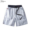 ショートパンツ メンズ 大きいポケット ストライプ 短パン 春夏着 ベルト付き レディース 小さいサイズ 実用性 透気 薄い 爽やか ゆったり シンプル クライミング ビーチ デイリー レジャー(4)