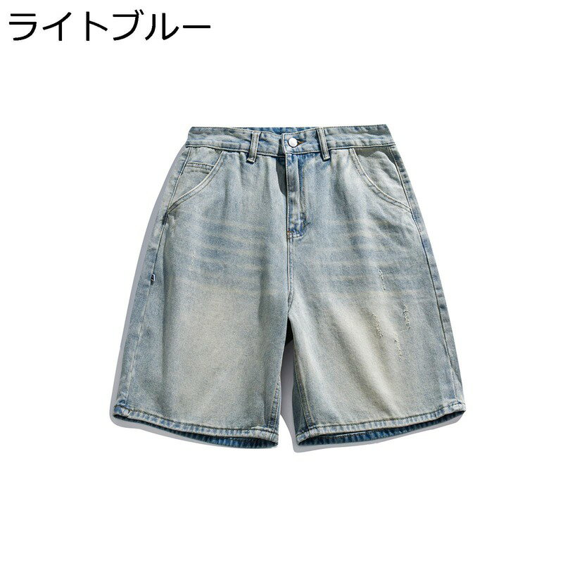 デニム半ズボン メンズ ジーンズ スポーツ 五分丈 ストレートタイプ ミディアムパンツ 短パン 夏服 やわらか 良い肌触り 軽い 通気速乾 おしゃれパンツ ヒップホップ デニム風 ダンス