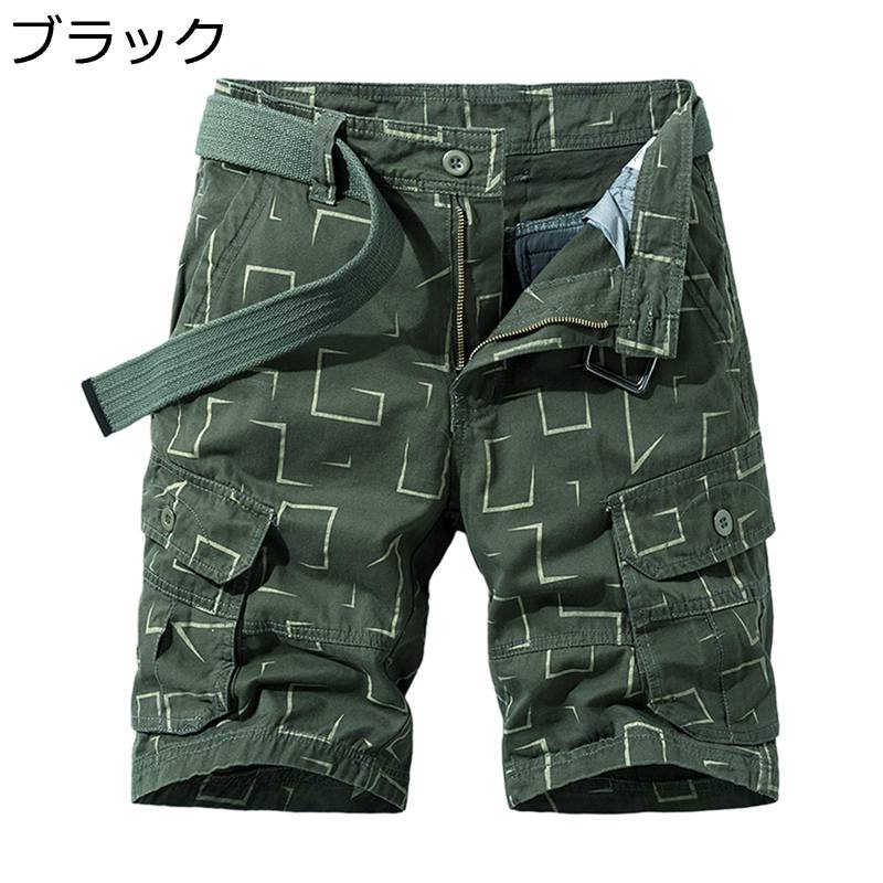 ハーフパンツ カーゴパンツ メンズ 短パン おおきいサイズ マルチポケット ボタン ジッパー 夏用 ストレートタイプ 日系 リラックスパンツ 柔軟性 履き心地よい 薄手 普段使い 外出 ランニング