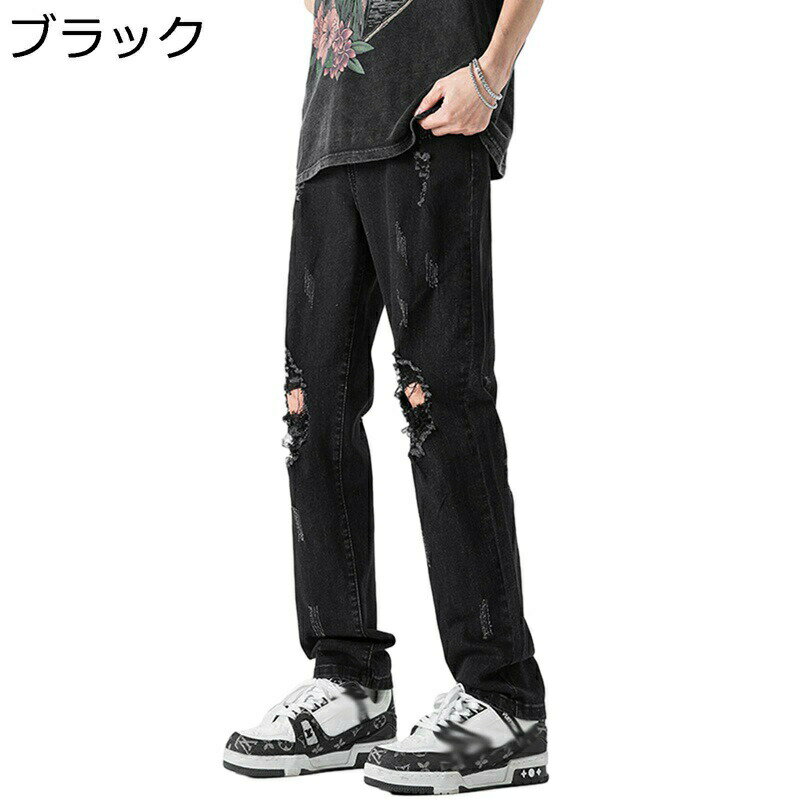 楽天kcreateジーンズ ジーパン メンズ デニムパンツ ダメージジーンズ アメリカン ストリート スリム カジュアル 耐摩耗性 春秋 通気性 韓国風 おしゃれ ウォッシュ加工 着心地が良い 普段使い ロングパンツ