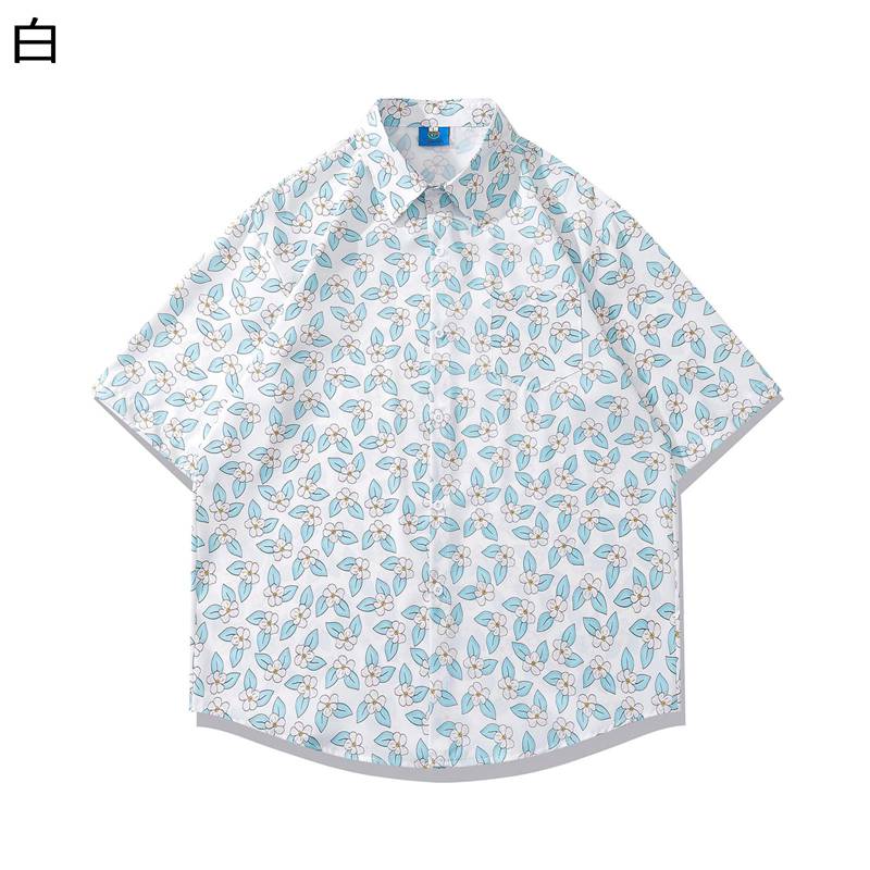 楽天kcreate小花柄 アロハシャツ ビーチシャツ メンズ ハワイシャツ 半袖 ポケット付き ビーチシャツ メンズ 夏服 春 サラサラ快適 耐久 着心地いい 和風 リゾート きれいめ 青年 ビーチ ダンス
