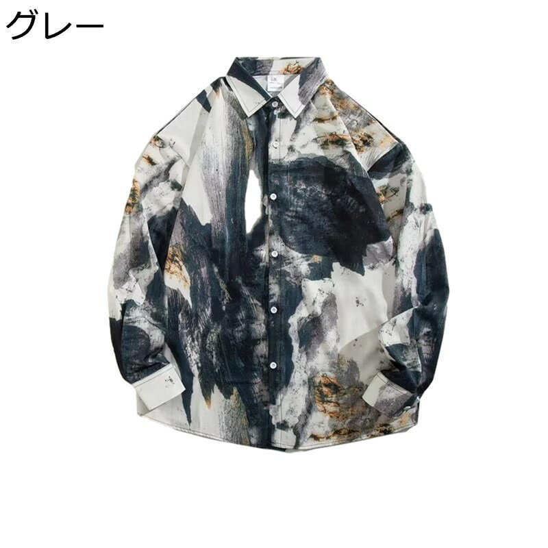 ハワイシャツア 3xl 油絵柄 ロハシャツ プリントシャツ 長袖 前開き メンズファッション 夏用 春服 おしゃれ 派手 気品 かっこいい 耐摩耗 汗染み サラサラ快適 男性用 着こなし 結婚式 ギフト 海水浴