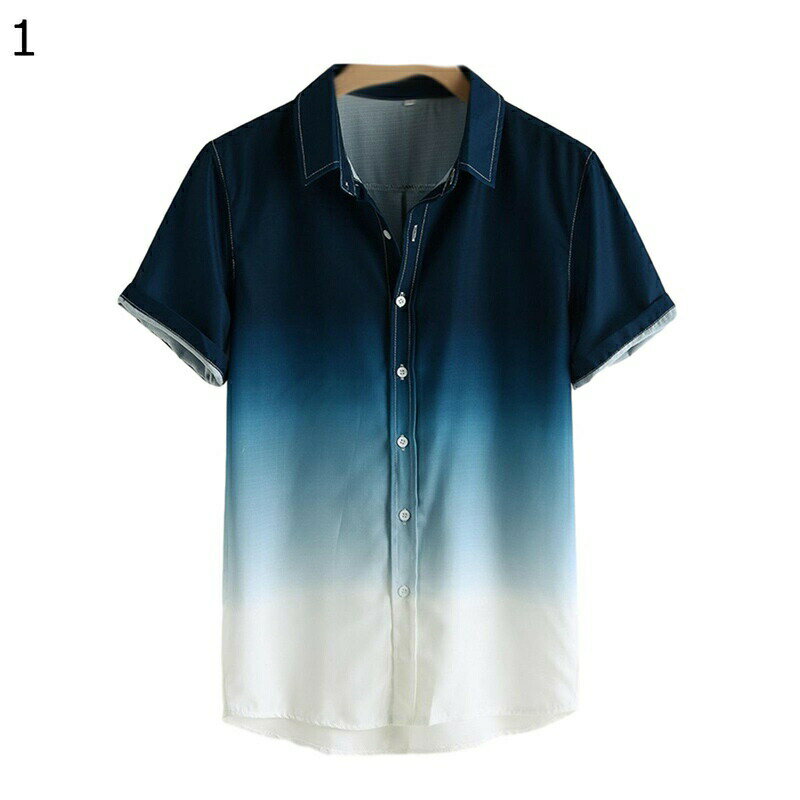 アロハシャツ グラデーション 5xl ハワイアンシャツ メンズシャツ 大きいサイズ 前開き カジュアルシャツ とろみ 簡単 無地 オールシーズン おしゃれ ハワイ風 吸汗透湿 通気 柔らかい 普段着 海 部屋着