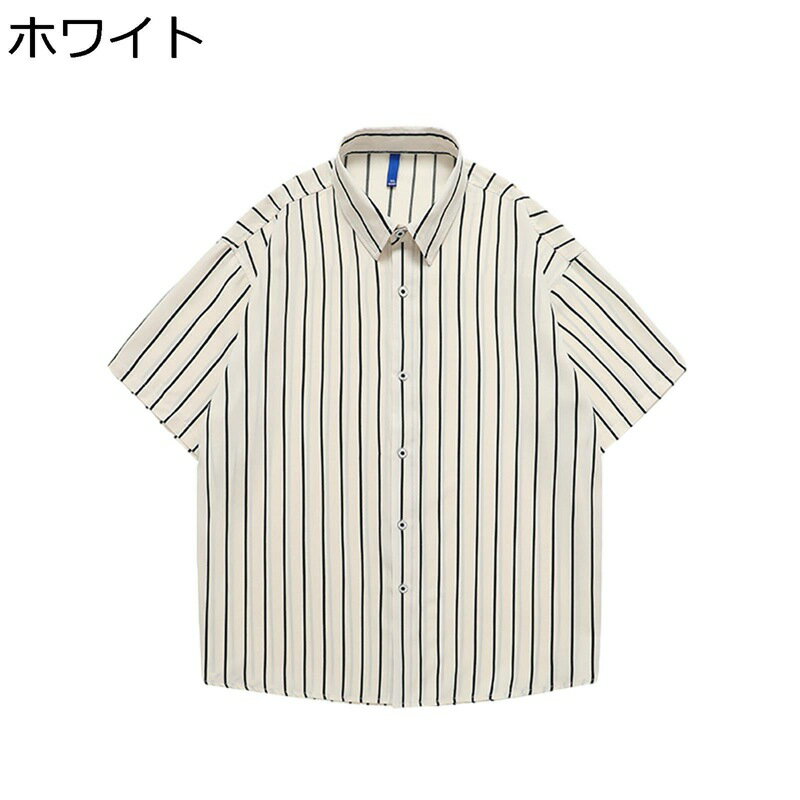 楽天kcreateアロハシャツ 総柄プリント ハワイシャツ ビーチシャツ 半袖 前開き シルク 大きいサイズ メンズシャツ ストライプ柄 上着 春夏 秋 uvカット 細身 簡単 リゾート 花火大会 夏祭り 海水浴