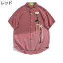 プリントシャツ アロハシャツ 夏服 メンズ 開襟 半袖 グラデーション 紐 バラ ビックシルエット ボタンダウン カジュアルシャツ 日焼け止め uvカット 祭り...