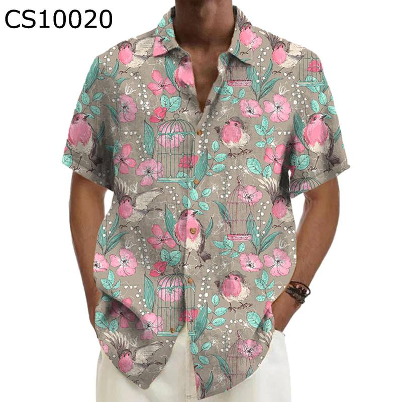 アロハシャツ ビーチシャツ 花柄 半袖 メンズ 襟付き 日焼け止め 大きいサイズ 総柄シャツ ボタンダウン 薄手 軽量 夏服 オープンカラー 汗染み防止 UVカット ウェディング ビーチ ルームウェア 旅行