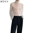 長袖 Tシャツ メッシュ メンズシアーシャツ ハイネック タイト 重ね着 チュール 涼しい クルーネック 透け感 セクシー ビッグシルエット カジュアル ダンス...
