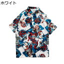 メンズ アロハシャツ 花柄シャツ hip hop 夏用 半袖 ハワイ風 ビーチシャツ カップル 薄い 涼しい 汗染み防止 軽量 速乾 ゆったり おしゃれ カジュ...