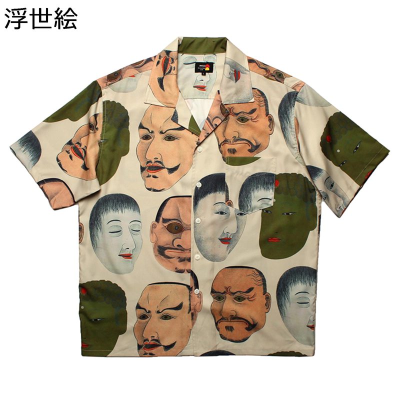 花柄シャツ ハワイシャツ メンズ アロハシャツ 半袖 派手シャツ 夏 浮世絵 プリント サーフ系 軽い 薄い 涼しげ 吸汗速乾 おしゃれ コ..