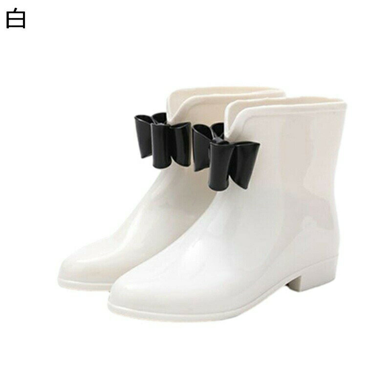 レインブーツ 蝶結び 花 花飾り ミドル丈 リボン れいんしゅーず レディース 防水シューズ 滑らない 完全防水 軽便 蒸れにくい 雨靴 四季適用 細身 可愛い ファッション 雨季 雪 梅雨対策