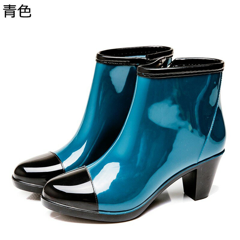 レインブーツ ジッパー ヒョウ柄 ドット 水玉 レインシューズ レディース パッチワーク ローヒール 太ヒール ウェッジヒール 防水 滑りやめ 仕事 会社用 柔軟 普段使い 雨の日 春 夏 秋