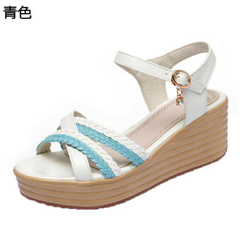 ウェッジサンダル 大きいサイズ レザー 本革 レディース パッチワーク ハイヒール 甲ストラップ ウェッジソール 厚底靴 ストラップ フォーマル ファッション 通勤 パーティー 女性用 夏靴