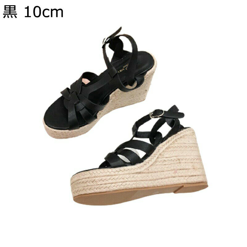 ウェッジサンダル 編み上げ 甲ストラップ 細いストラップ レディース ハイヒール ウェッジヒール 防水台 ストラップ プラットフォーム レトロ ユニーク トレンド デート 普段履き 夏靴