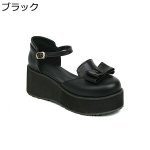 ロリータ 厚底 プラットフォーム レディース 大きいサイズ リポン ラウンドトゥ 身長6cmアップ 蝶結び レトロ風 定番 地雷系 大きいサイズ 舞台 メイド靴 メリージェーン 男の娘 可愛い