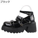 超厚底 パンク 靴 レディース パンプス ゴスロリ アンクルストラップ クロスストラップ 8CMヒール 太ヒール ロリータ クールゴス 原宿 メリージェーン バックル 定番 エナメル サブカル