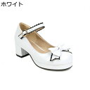 ロリータ パンプス レディース 大きいサイズ リポン 5.5cmヒール アンクルストラップ エナメル お嬢様 プラットフォーム ラウンドトゥ 蝶結び 定番 甘ロリ靴 Lolita 茶話会 仮装 お姫様