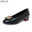 パンプス レディース 婦人靴 本革 大きいサイズ 3cm太ヒール 身長アップ 美脚 細身 韓国風 おしゃれ 金具飾り 素足 歩きやすい スリッポン 疲れない マ...