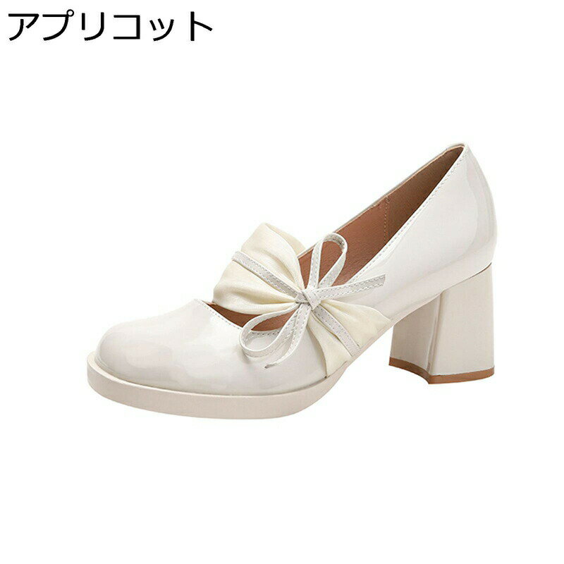 パンプス ロリータシューズ リボンパンプス レディース ロリィタ靴 6cm太ヒール 身長アップ 美脚 細身 jk 学生 おしゃれ ハイヒール 厚底 スリッポン 軽量 滑り止め ゴシック風 メイド靴 コスプレ
