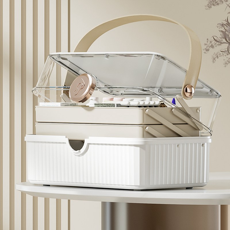 救急箱 薬箱 3段式 大容量 薬ケース お薬 箱 収納ケース 応急ボックス 収納ボックス 薬収納 取っ手付き 持ち運びしやすい おしゃれ 応急手当箱 小物収納 防塵 透明蓋 クリア おしゃれ 持ち運びしやすい