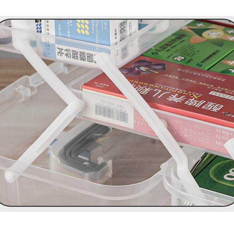 薬箱 救急箱 透明ボックス 3段式 薬ボックス 手提げ 応急ボックス 薬ケース 薬ボックス 大容量 くすり整理 常備薬、絆創膏、包帯、体温計等収納 応急手当 薬用 子供 学生 家庭用 折りたたみ