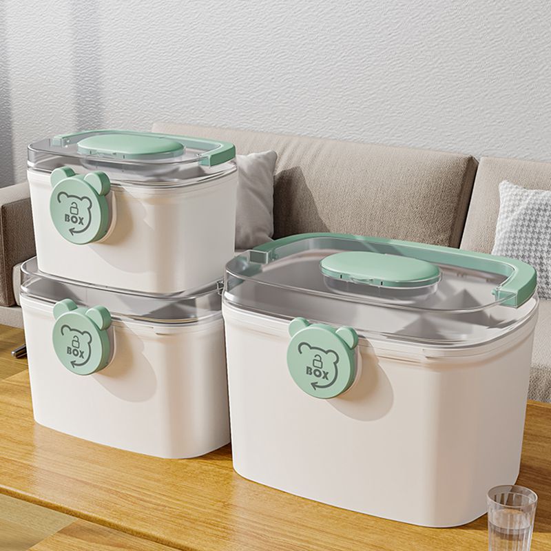 救急箱 2段式ボックス 薬箱 取っ手付き 透明蓋 応急箱 安全ロック 医療箱 おしゃれ かわいい くすりいれケース 薬ボックス 収納ボックス 多機能収納ケース 小物 収納ボックス 持ち運び 便利 常備薬 緑 白