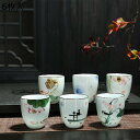 酒器 おちょこ 6個セット 100ml 絵柄 手作り 花柄 陶磁 ミニセラミック 猪口 ぐい呑 お猪口セット カップ 電子レンジ対応 中華風 お洒落 シンプル ...