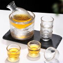 ガラス製アイスボトル 燗器 酒器セット 徳利 おちょこ ゴールデンエッジ入 冷酒器 クリア 日本酒 冷酒耐熱ガラス ぐい呑み ジュース サワー 酒グラスコレクシ...