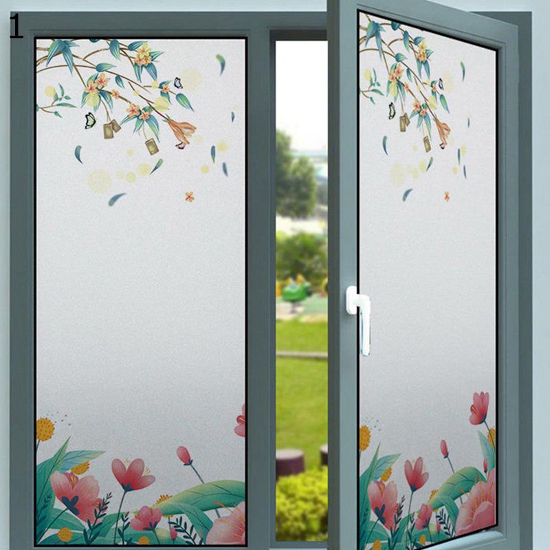 窓フィルム 植物柄 風呂場目隠しシート 藤 葉っぱ 桜 景色 ガラス 目隠しシール 外から見えないシート ..