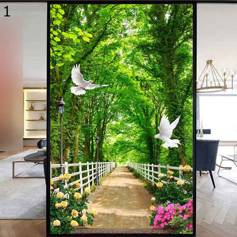 ガラスシート 植物柄 窓 フィルム 森 景色 風景 葉っぱ シート めかくしシート 外から見えない 窓フィ..