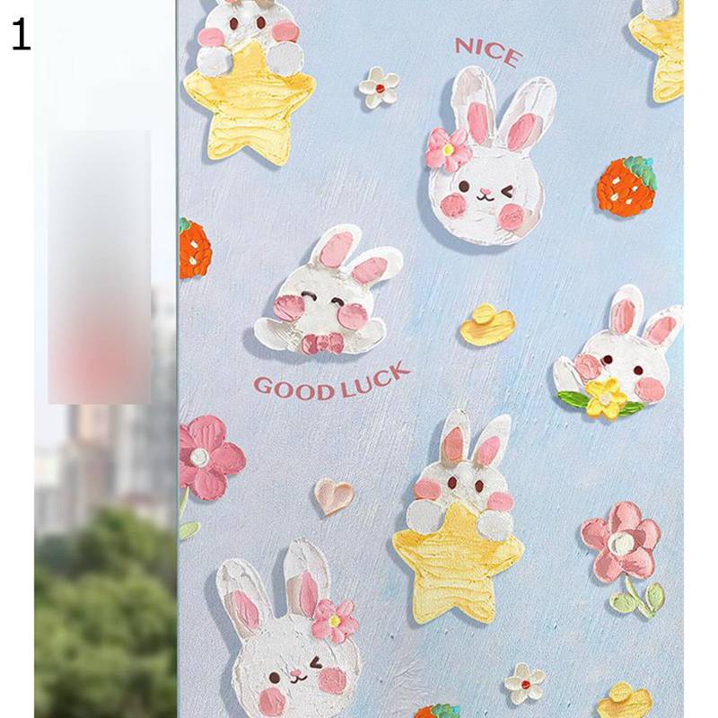 ウィンドウフィルム 花柄 花 兎 絵画 風景 可愛い ガラスシート 窓 シート 目隠しシート ガラスシール ..