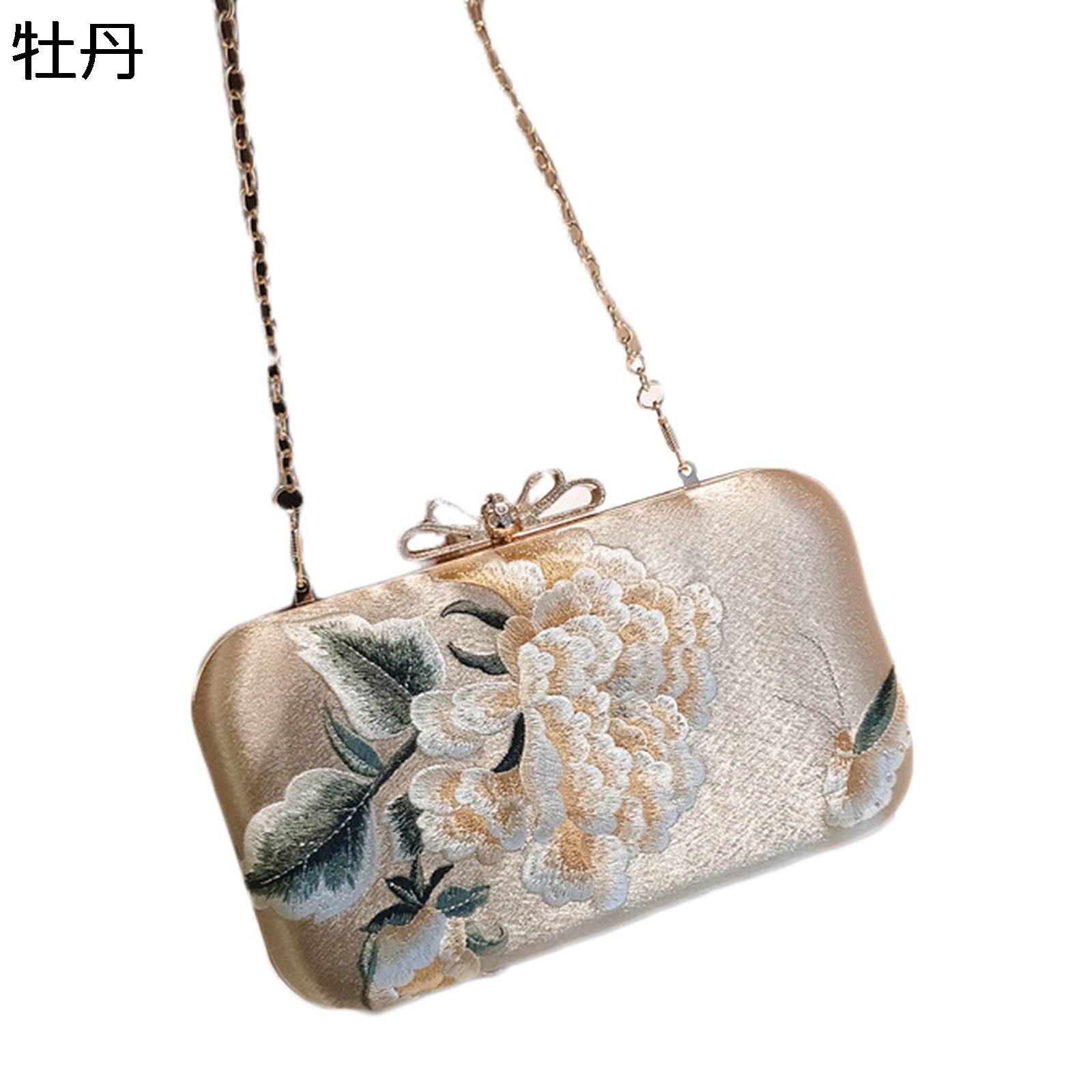 パーティーバッグ 和風バッグ 花柄刺繍 レディース クラッチバッグ 手持ち ハンドバッグ がま口 シ