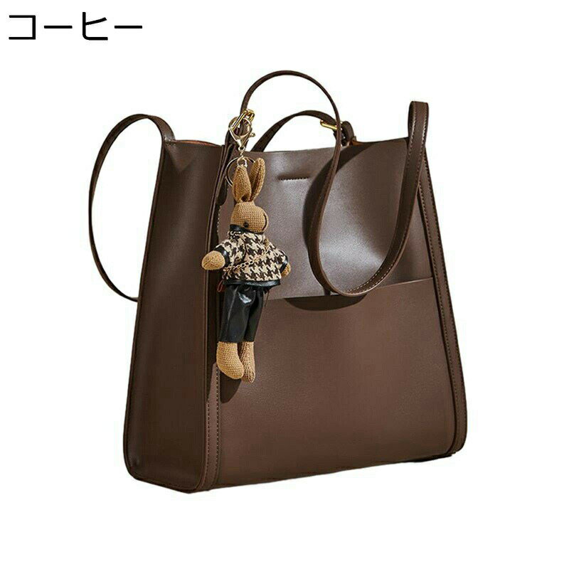 トートバッグ レディース レザー ショルダーバッグ ぬいぐるみ付き 本革 キューブ型 肩掛けバッグ 大容量 外内ポケット 軽い オールシーズン シンプル かわいい 自立 おしゃれ 防撥水 多機能 お出掛け 通勤通学