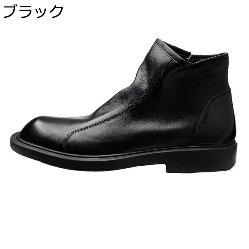 アンクルブーツ ビジネスシューズ ショットブーツ ビジネス サイドジッパー チャッカーブーツ 革靴 本..