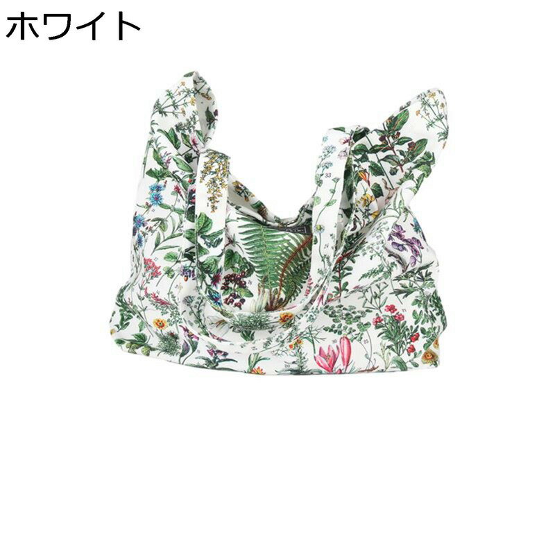 バッグ トートバック レディース 大きめ 葉柄 大容量 花柄 プリント 18インチPC キャンバス エコバック 軽い 内ポケット有り 丈夫 おしゃれ ins風 デザイン性 韓国 シンプル かばん マザーズバッグ ショルダー