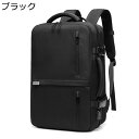 ビジネスリュック リュックサック USBポート 大容量 防水 17インチ PCラップトップバック バックパック 軽量 拡張機能 マチ拡張 多ポケット 頑丈 スクエアリュック 通勤 通学 出張 旅行(4)